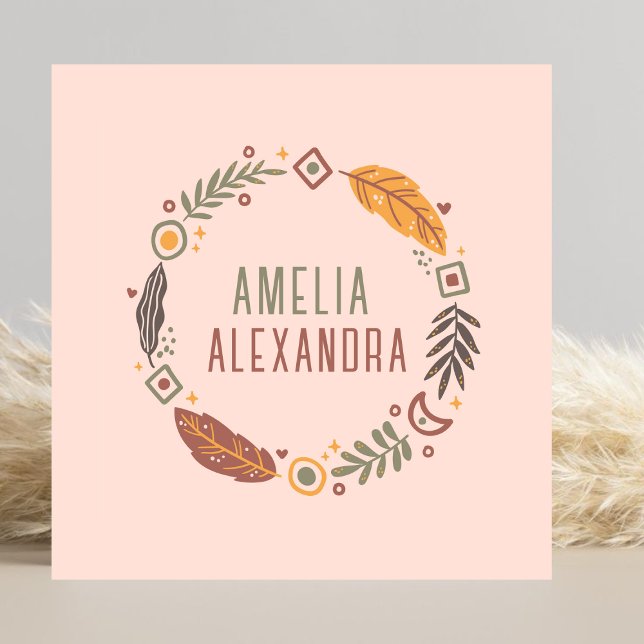 Sauberes Boho Abstrakt Weibchen Weiß Rosa und Grün Quadratische Visitenkarte (Von Creator hochgeladen)