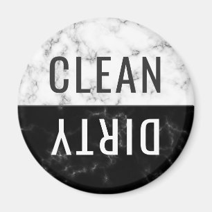 Sauberes Geschirrspüler Weißes Schwarzes Marmor  Magnet