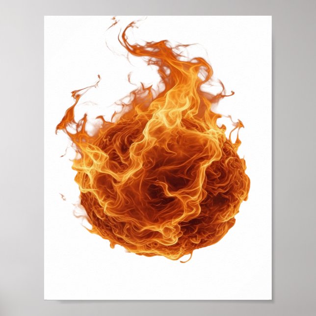 Sauberes Grau FIRE BALL Design Poster (Vorne)