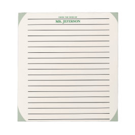 Sauberes grünes Lehrerpapier mit Linien von  Notizblock