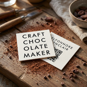 Sauberes Minimal Craft Schokoladenhersteller QR-Co Quadratische Visitenkarte