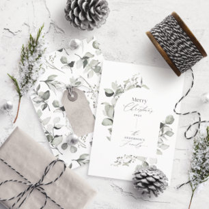 Sauberes, modernes botanisches Grau Feiertagskarte