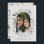 Sauberes, modernes botanisches graues Foto Feiertagskarte<br><div class="desc">Sauberes,  modernes botanisches Grün,  einfach klassisches botanisches Foto Weihnachtsdesign.</div>