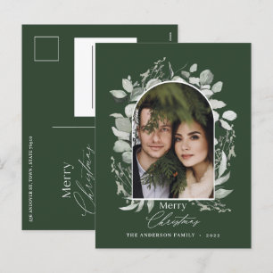 Sauberes, modernes botanisches grünes Foto Feiertagspostkarte