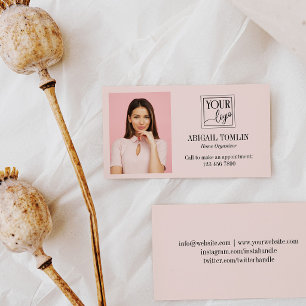Sauberes Rosa-Logo und persönliches Foto Visitenkarte