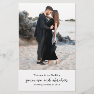 Sauberes Schwarz-Weiß-Foto Budget-Hochzeitsprogram Flyer
