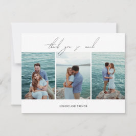 Sauberes Schwarz-Weiß-Foto Moderne Hochzeit Dankeskarte