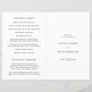 Sauberes Schwarz-Weiß-Katholiken-Hochzeitsprogramm