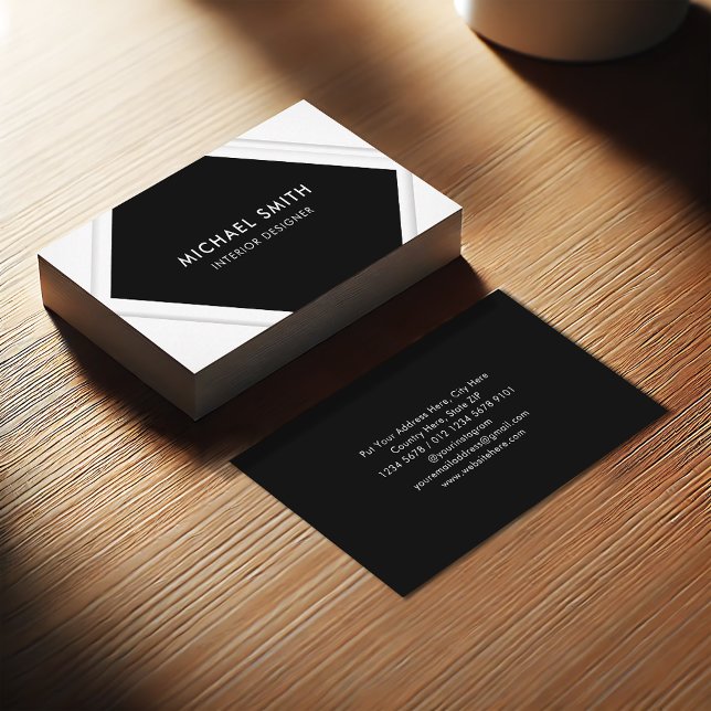 Sauberes Schwarz/Weiß | quadratischer Rahmen Visitenkarte (Von Creator hochgeladen)