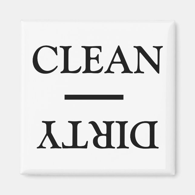 Sauberes, Schwarz-weißes Geschirrspüler Waschzeich Magnet (Vorne)