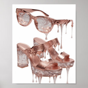 Sauberes Silber ROSE GOLD GLAMOUR Künstlerisches M Poster