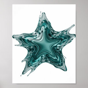 Sauberes Silber Sternförmiger Wasserspritzer Poster