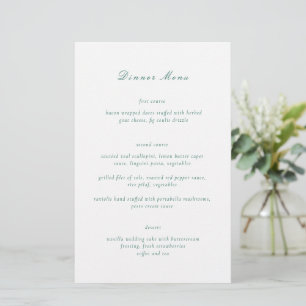 Sauberes Smaragdgrün Elegantes Hochzeitsmenü