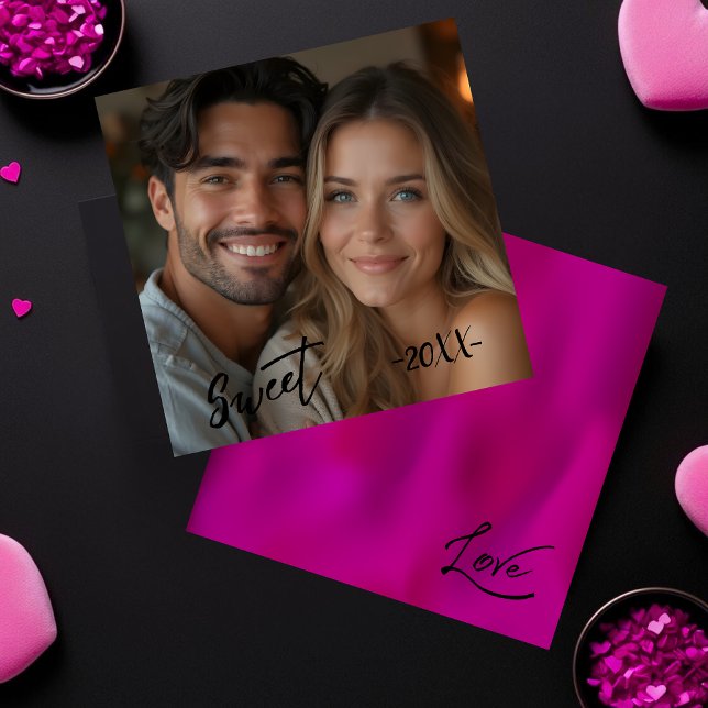 Sauberes Sweet & Liebe Foto Rosa Feiertagskarte (Clean Sweet & Love Photo Pink Holiday Card)