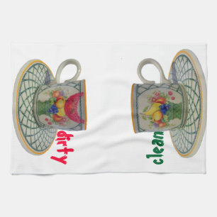 Sauberes und schmutziges Geschirr Handtuch