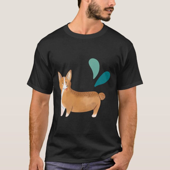 Sauberes Wasserfarben-Corgi T-Shirt (Vorderseite)