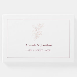 Sauberes weißes und rosa einfaches Leaf | Moderne  Gästebuch