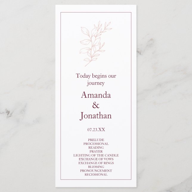 Sauberes weißes und rosa einfaches Leaf | Moderne  Programm (Vorderseite)