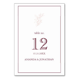 Sauberes weißes und rosa einfaches Leaf | Moderne  Tischnummer