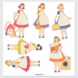 Saubermachen Damen, Hausarbeit und Entscheidungen Aufkleber