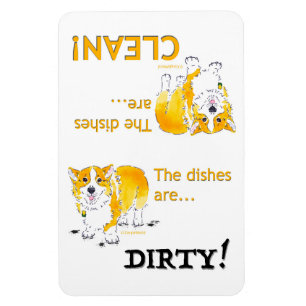Säubern Sie Geschirr/schmutzigen GeschirrCorgi Magnet