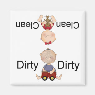 säubern Sie schmutzigen Spülmaschinenmagneten Magnet