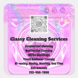 Säuberung der Tropfen des Dienstmädchens QRCode-Lo Quadratischer Aufkleber