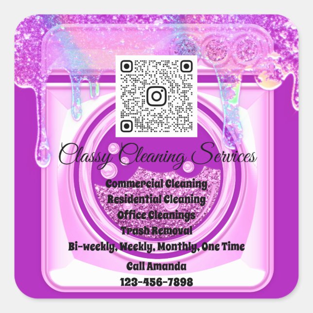 Säuberung des Dienstmädchen Housekeeper QRCode-Log Quadratischer Aufkleber (Vorderseite)