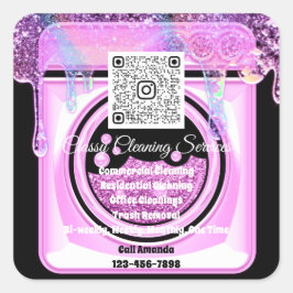 Säuberung des Haushaltshalters QRCode-Logos Schwar Quadratischer Aufkleber