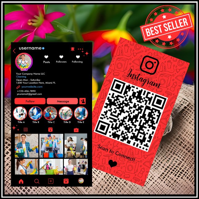 Säuberungsgesetz Instagram Red Housekeeping QR Cod Visitenkarte (Von Creator hochgeladen)