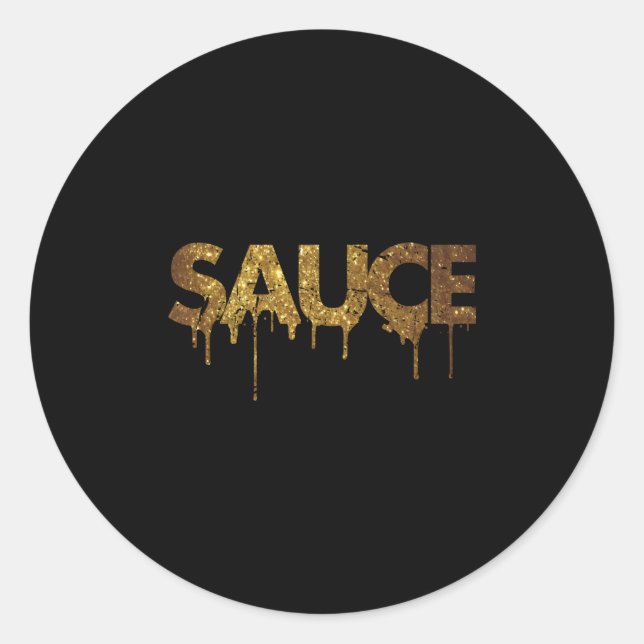 Sauce Melting Dripg Golden Colored Runder Aufkleber (Vorderseite)