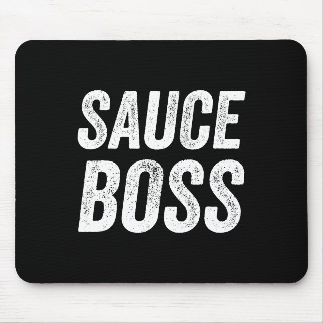 Saucenboss Chef BBQ Koch Essen Humorvoll Mousepad (Vorne)