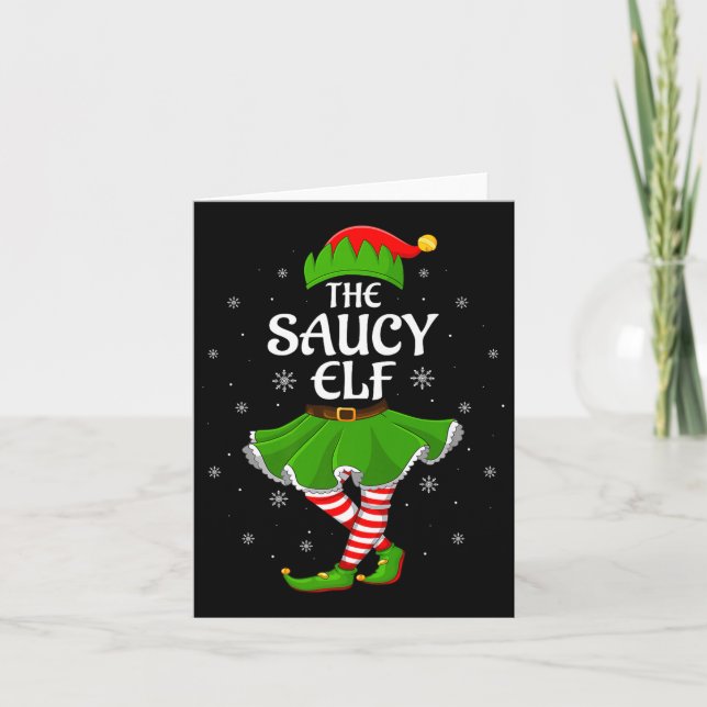 Saucy Elf Christmas Family Girls Women Elf Squad X Karte (Vorderseite)