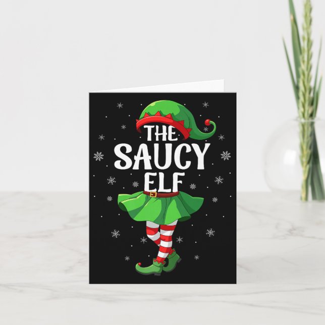Saucy Elf Christmas Girls Women Elf Squad Xmas Fam Karte (Vorderseite)