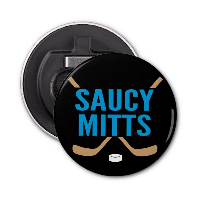 Saucy Mitt-Hockey-Kreuz-Hockey-Stock-Team-Geschenk Flaschenöffner (Vorderseite)
