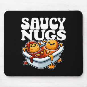 Saucy Nugs Cartoon Food Funny Grillen Sauce Chicke Mousepad