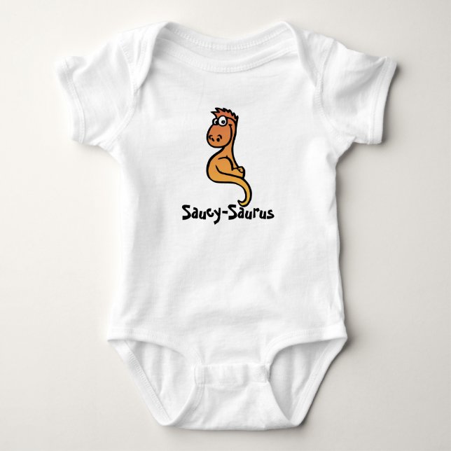 Saucy-Saurus: Whimsical Dino Charm Baby Strampler (Vorderseite)