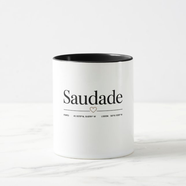 Saudade Premium Mug – Minimalist Portuguese Typogr Tasse (Zentrum)