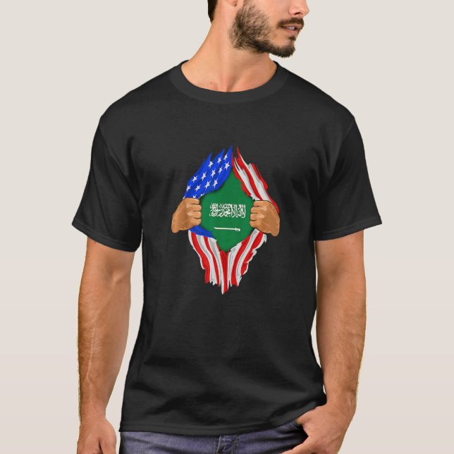 Saudi Arabian Blood Inside Me Saudi Arabia Flag   T-Shirt (Vorderseite)