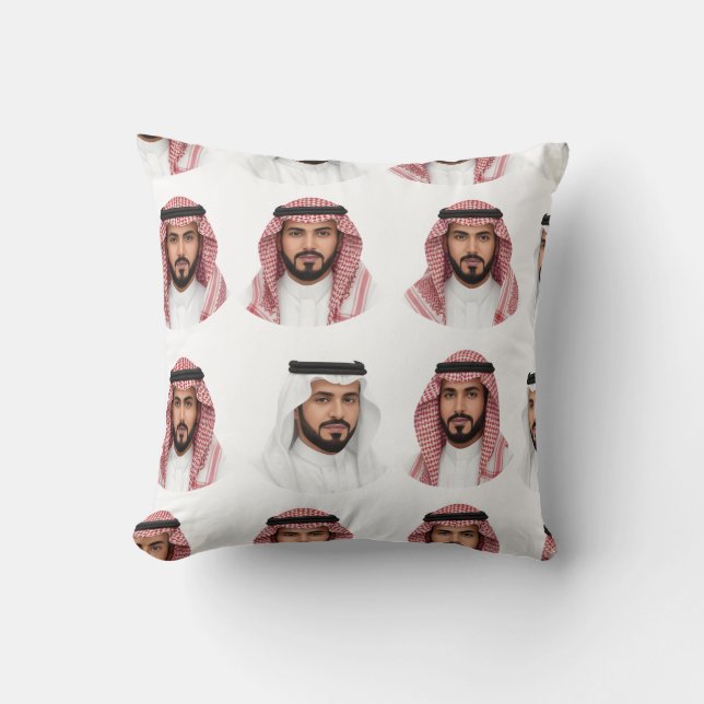 Saudi-Arabian Men Portrait Pattern Kissen (Vorderseite)