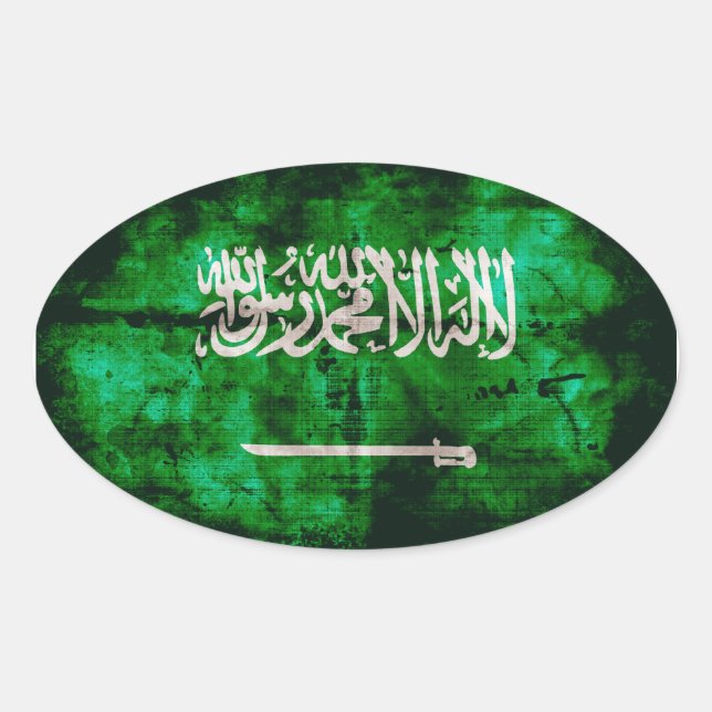 Saudi-Arabianische Flagge Ovaler Aufkleber (Vorderseite)
