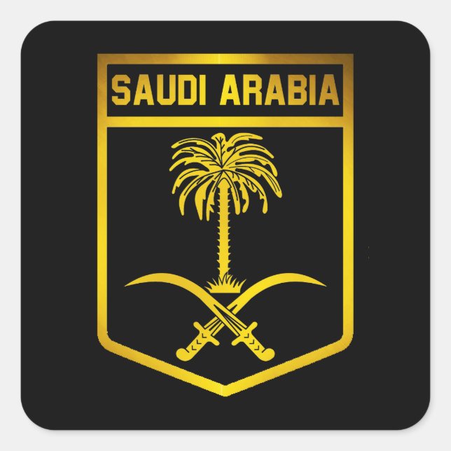 Saudi-Arabien-Emblem Quadratischer Aufkleber (Vorderseite)