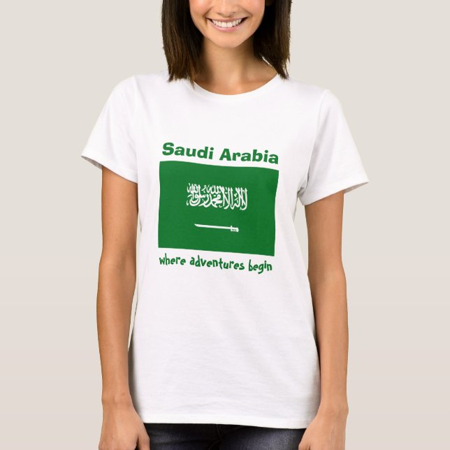 Saudi-Arabien-Flagge + Karte + Text-T - Shirt (Vorderseite)