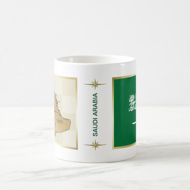 Saudi-Arabien Flagge + Karten-Tasse Kaffeetasse (Mittel)