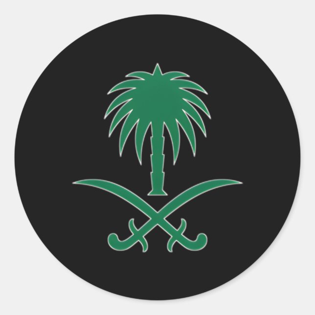 Saudi-Arabien-Flagge Saudi-Arabiens Emblem Runder Aufkleber (Vorderseite)