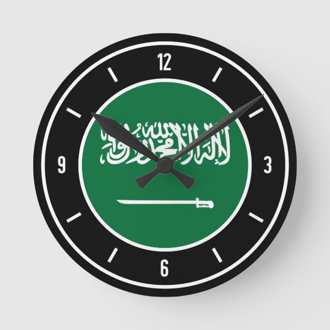 Saudi-Arabien Flaggenelegante Runde Wanduhr (Vorderseite)