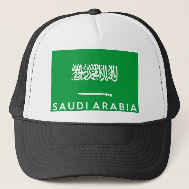 Saudi-Arabien Flaggenland-Textname Truckerkappe (Vorderseite)