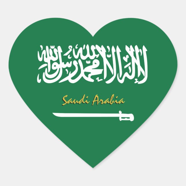 Saudi-Arabien Herzsticker, Patriotische saudische  Herz-Aufkleber (Vorderseite)