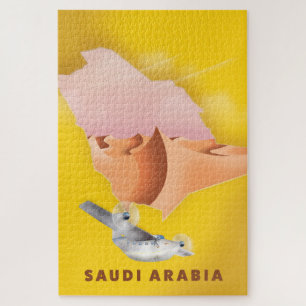 Saudi-Arabien illustriertes Reiseplakat. Puzzle