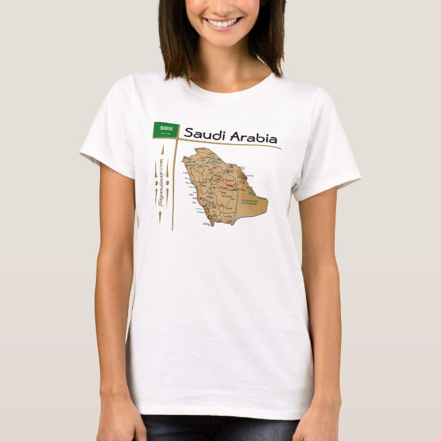 Saudi-Arabien Karte + Flagge + T - Shirt (Vorderseite)